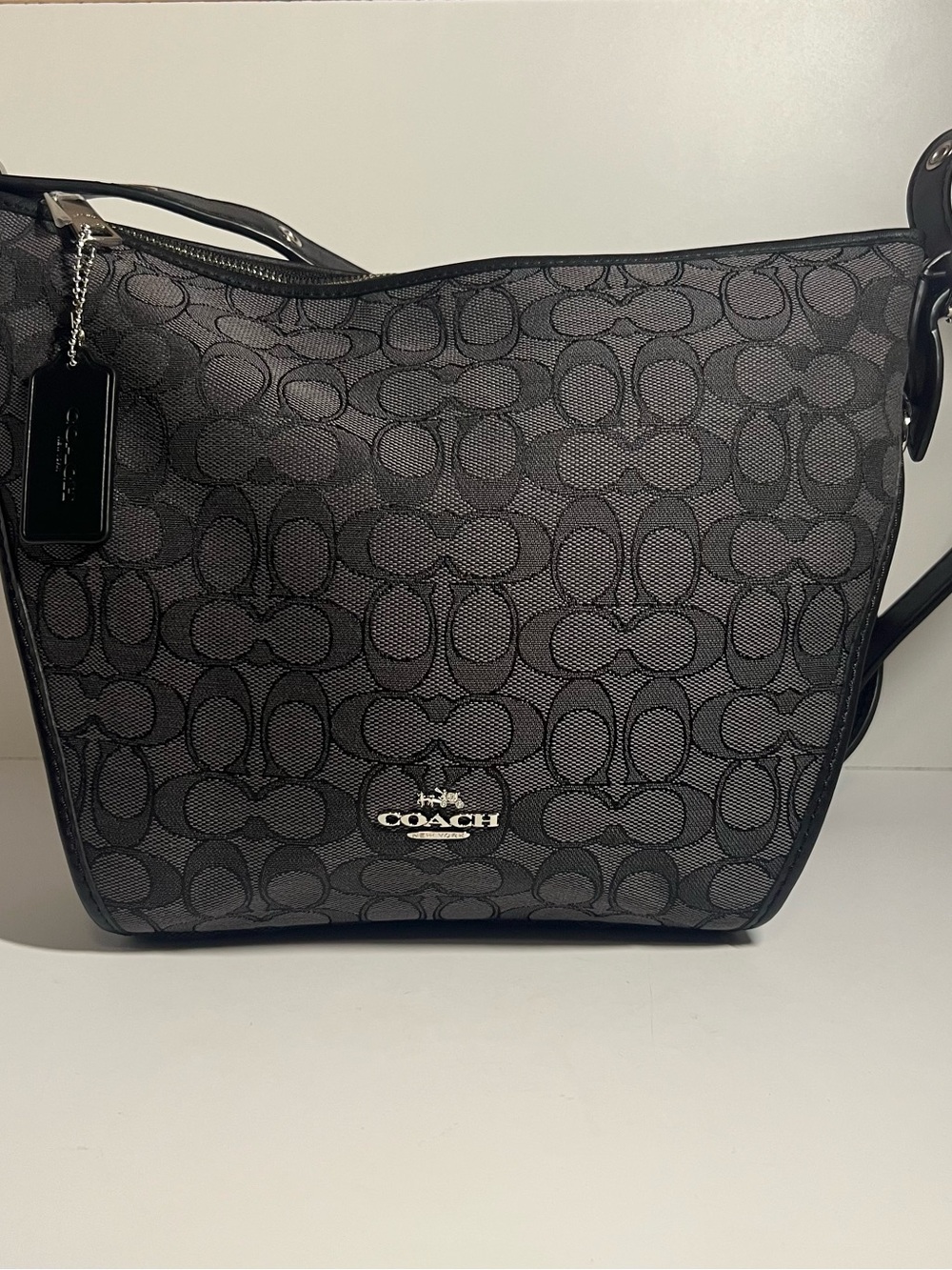Coach Black Signature Jacquard Shoulder Bag